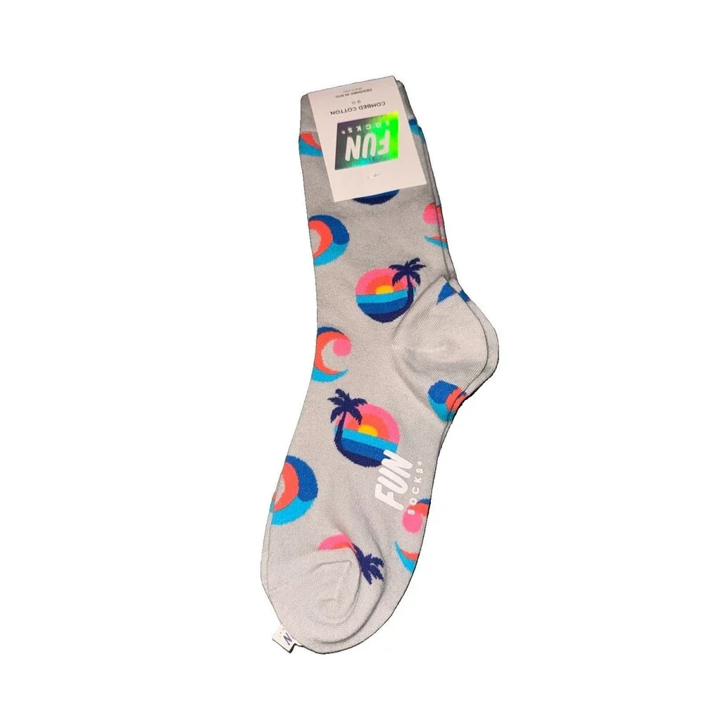 Women’s Fun Socks Crew 2-Pack Wine Tropical Novelty Size 9-11 New